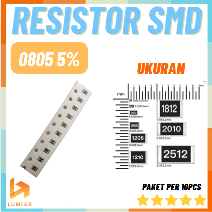 Paket Resistor SMD 10 Pcs 2012/0805 5% 160R 160Ohm, 180R 180Ohm, 200R 200Ohm, 220R 220Ohm, 240R 240O