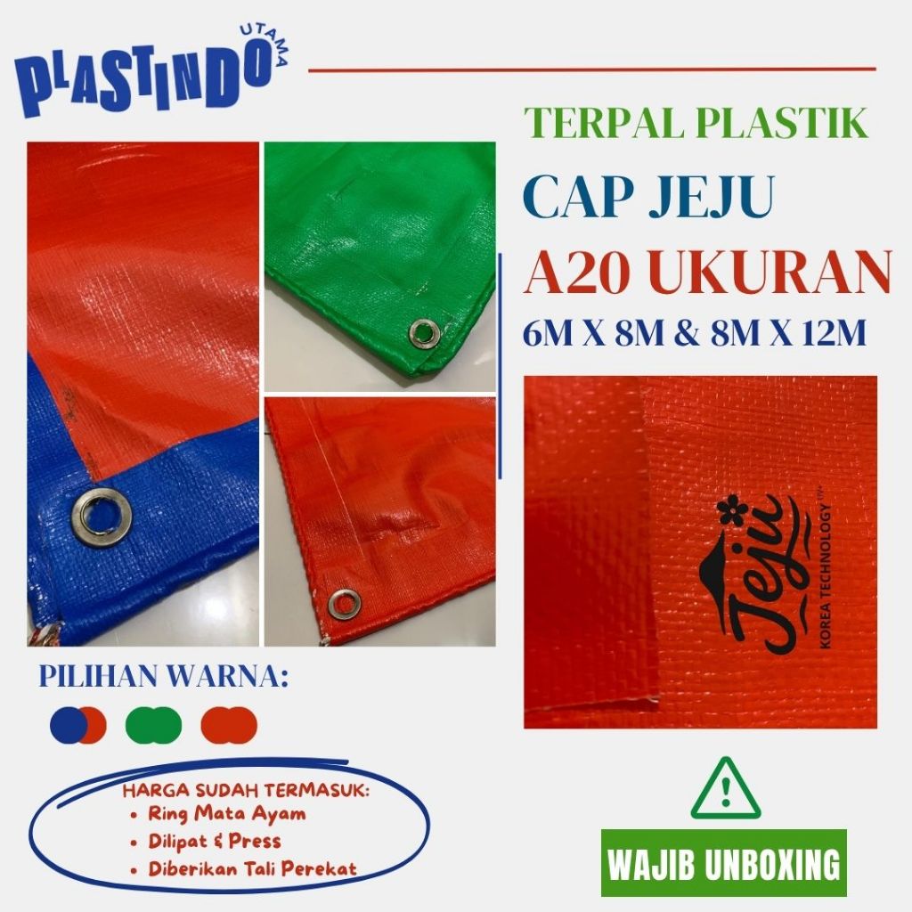 Terpal Plastik Tebal 6x8M & 8x12M CAP JEJU KOREA A20 Grade A Anti UV 2% Kolam Ikan