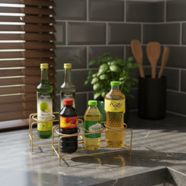 Rak botol minyak kecap saus sirup besi serbaguna dapur