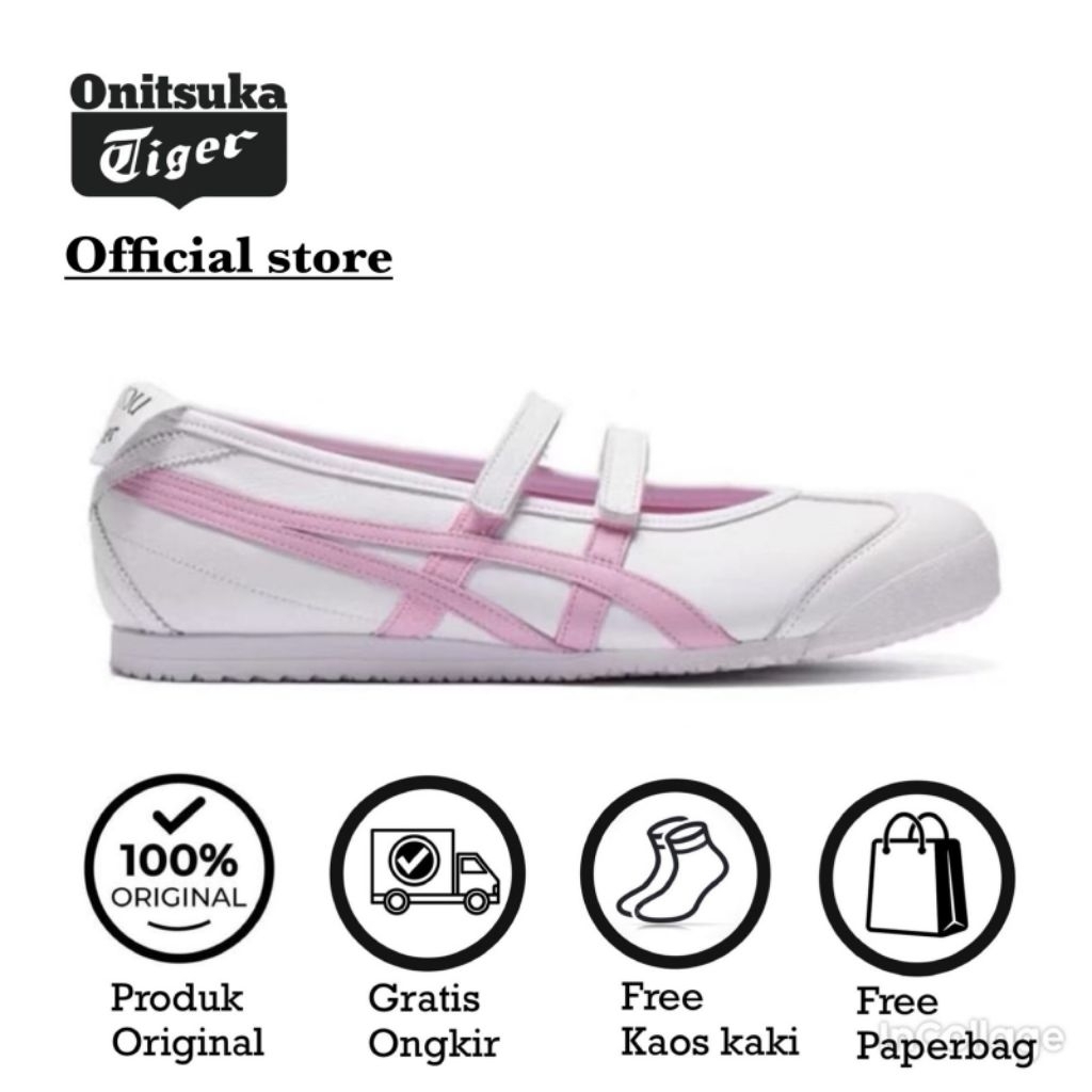 sepatu wanita onitsuka tiger ORIGINAL-ballerina white ping