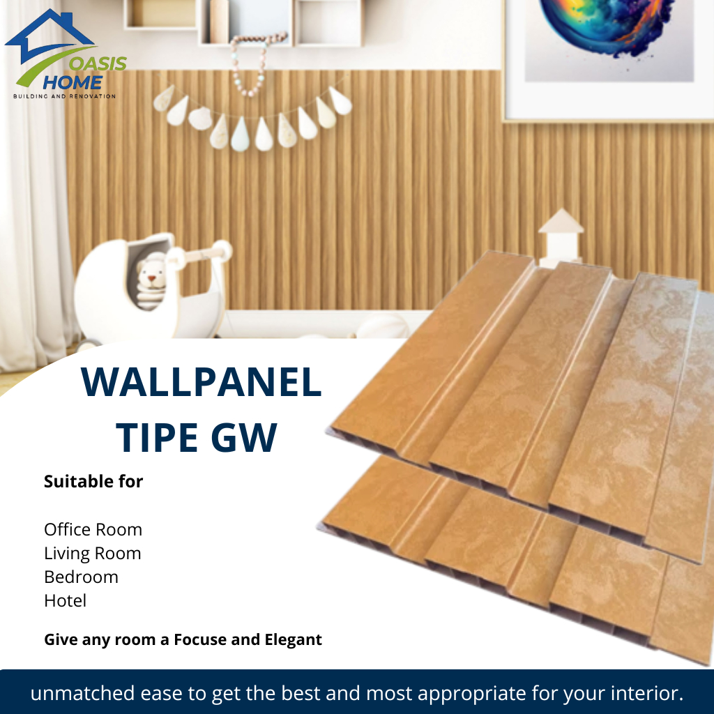 OASIS HOME - Golden WPC Wall Panel Tipe GW 3meter x 21cm Dekorasi Dinding Modern Mewah Kayu Premium 