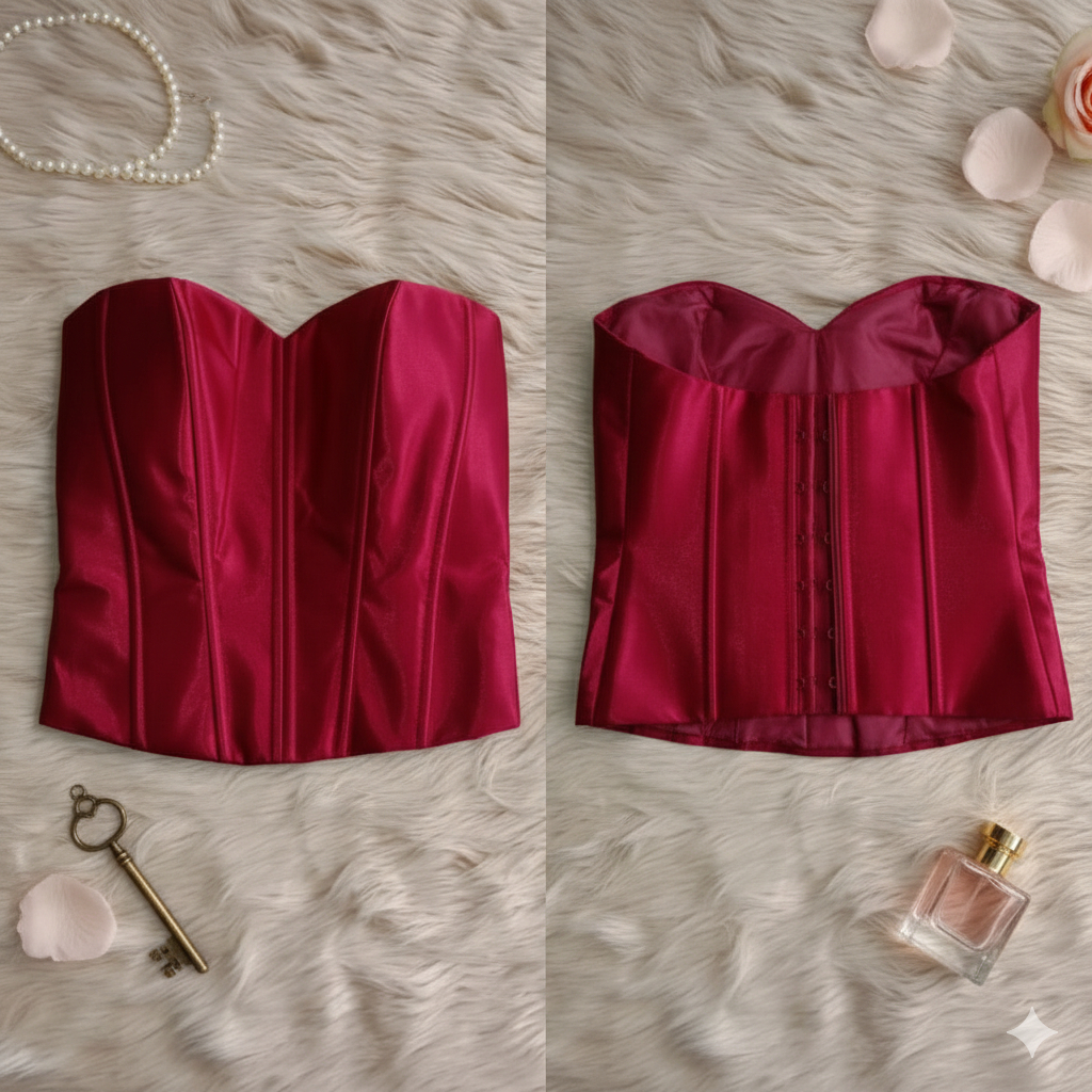Dalaman Kebaya Kamisol Wanita/Torso Satin Maroon/Kemben Torso Kebaya Wanita