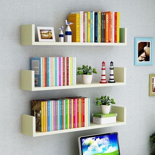 Rak Buku Hiasan Dinding 3 SusunTempel Kayu Aesthetic Kokoh P 30,40,50CM L 10CM