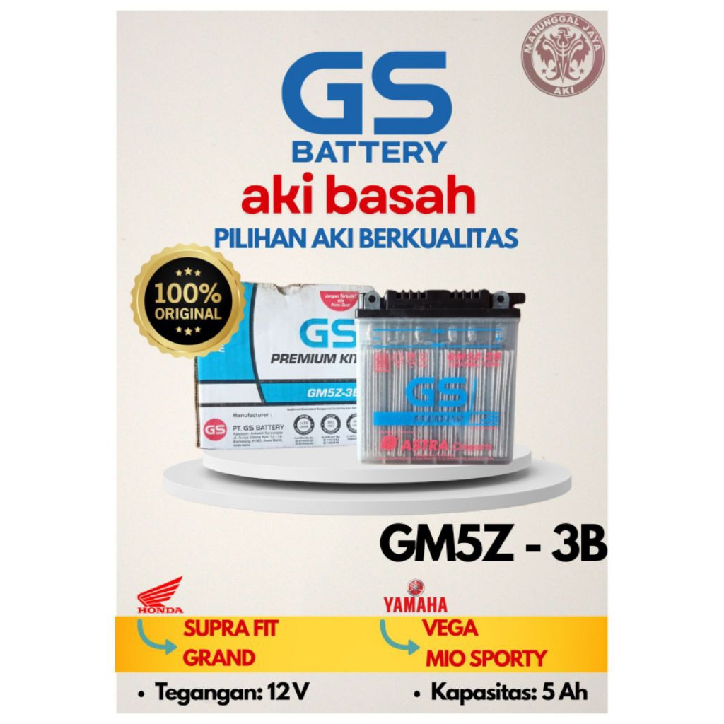 GS ASTRA AKI BASAH UNTUK MOTOR Supra fit Grand Supra Mio Soprty