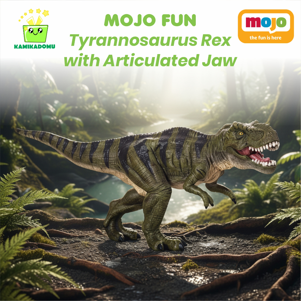 KAMIKADOMU - Mojo Fun Tyrannosaurus Rex with Articulated Jaw Miniatur Hewan Action Figure