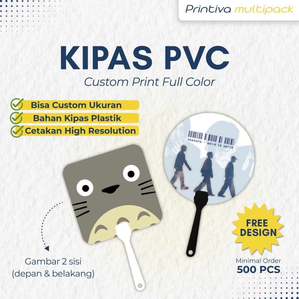Kipas Custom PVC min. order 500, Kipas Tangan PVC/PP Custom, Souvernir Custom