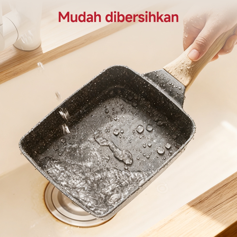 MODOFO Cetakan Telur Tamagoyaki Teflon Anti Lengket Tanpa Minyak Wajan Penggorengan Anti Lengket