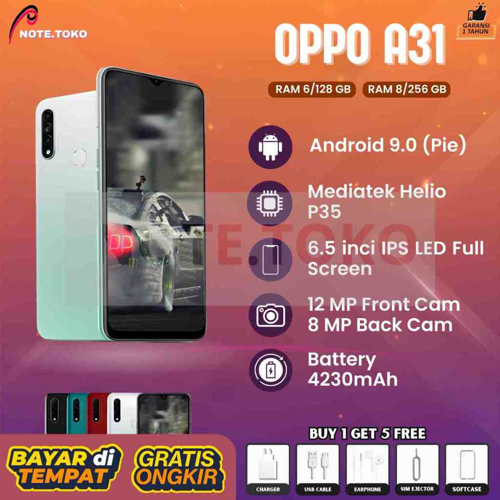 Hp OPPO A31 RAM 8/256GB 4G LTE Garansi 1 Tahun Grosir