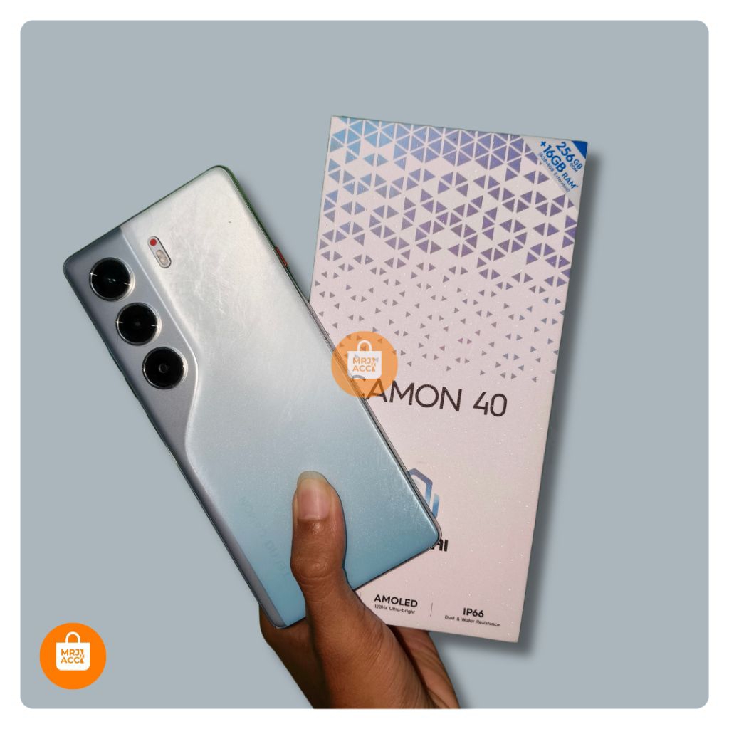 Tecno Camon 40 (8/256GB) Glacier White 50MP Sony Camera Sensor LYT 700C G100 Processor Bypass Chargi