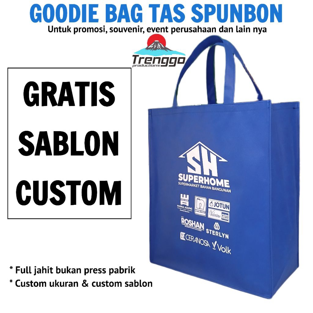 Tas Spunbond Goodie Bag Custom Spunbond 100gsm Jahit Tali
