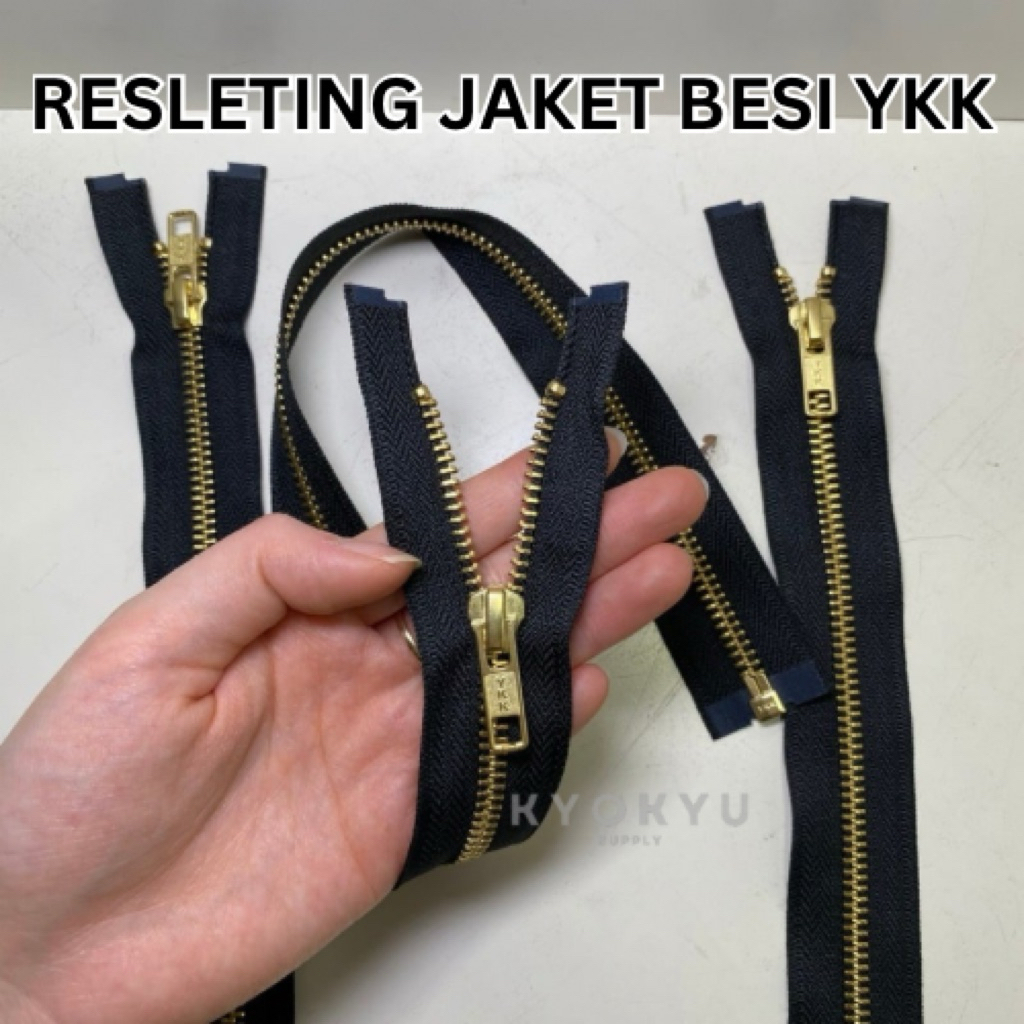 RESLETING JAKET BESI YKK / Resleting Jaket YKK Gigi Besi Emas per LUSIN