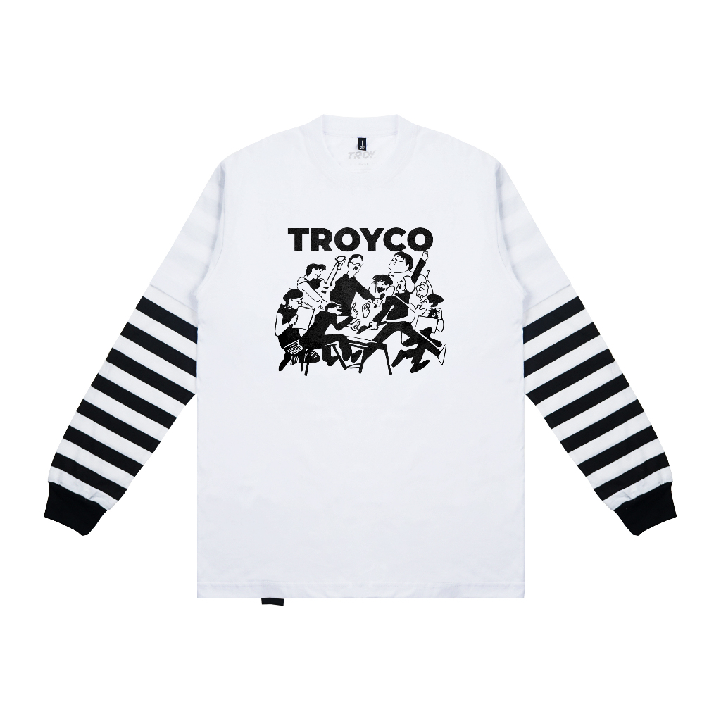 Troy Company Double Sleeve Longsleeve White Stripe Artist - Kaos Lengan Panjang Kaos Putih Stripe DSD 3426