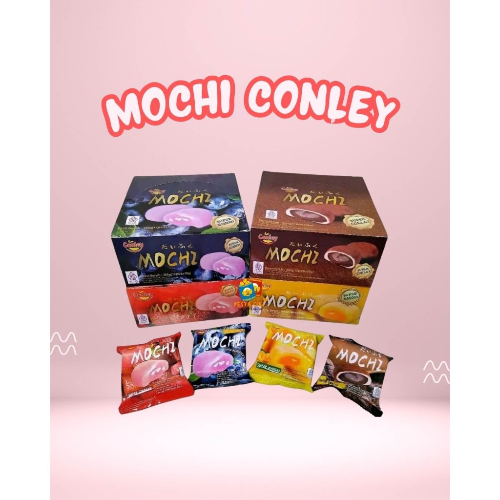 Conley Mochi jepang aneka rasa , cokelat , strawberry, blueberry , mangga