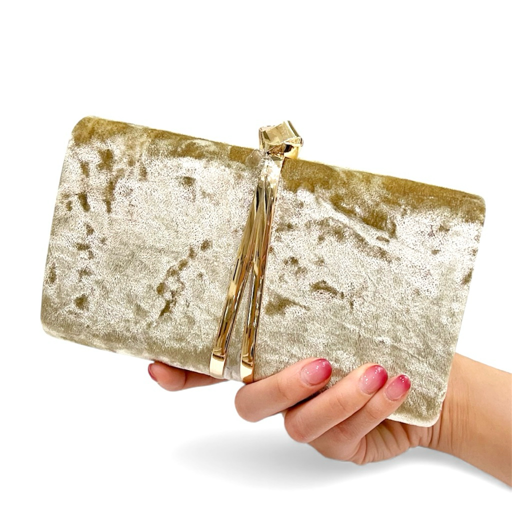 Tas Pesta GOLD Beludru Suade V Elegan Tas Wanita 6128