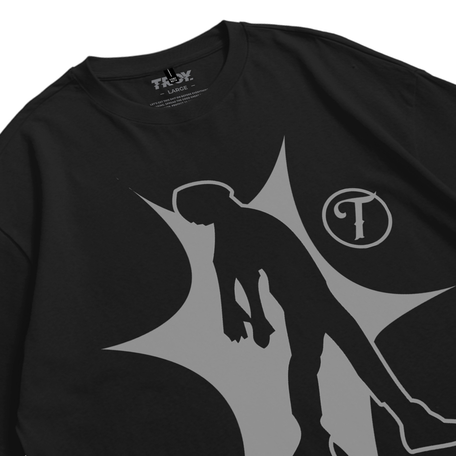 Troy Company Oversize Tshirt Black People Fly - Kaos Oversize Lengan Pendek Hitam OVD 3017