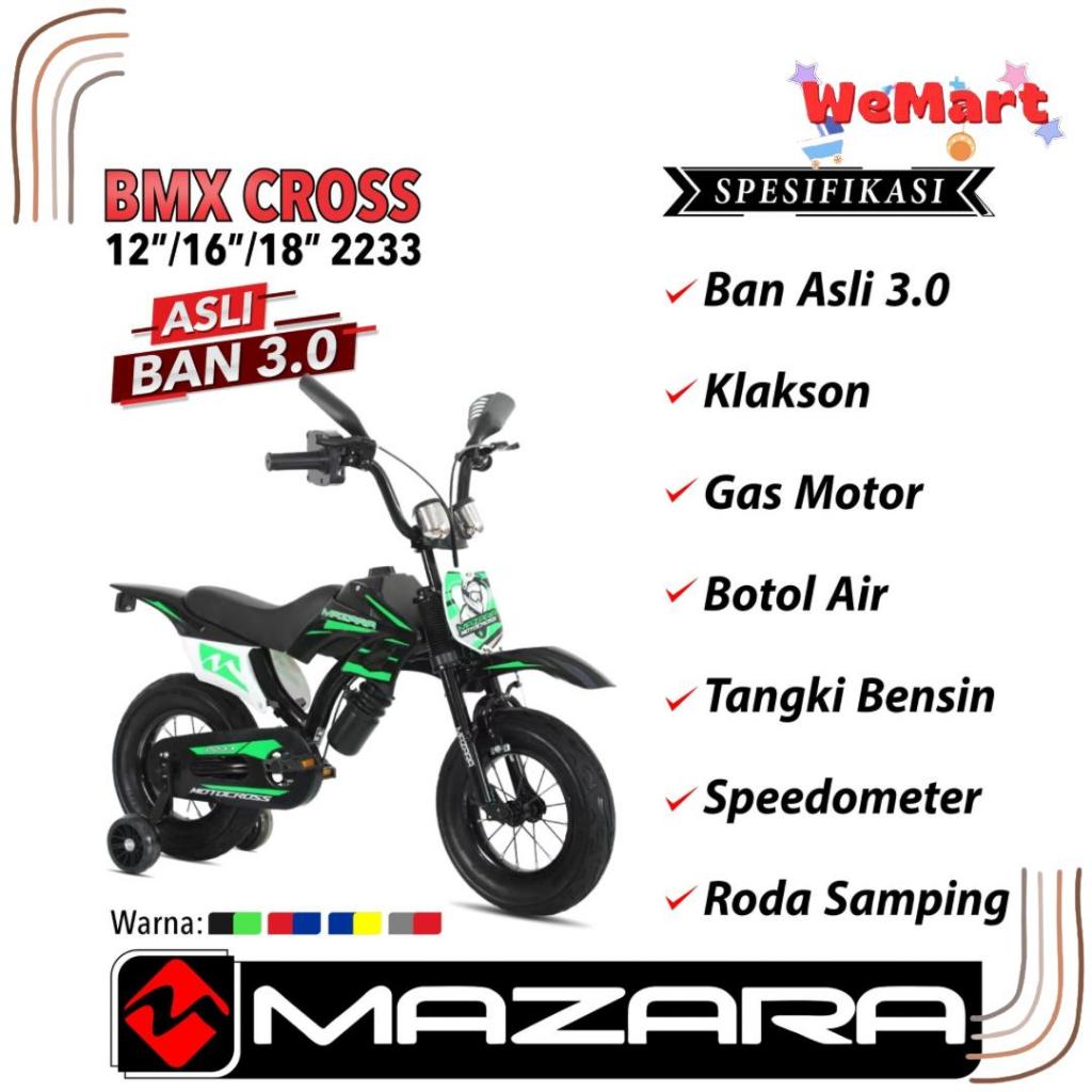 BMX CROSS 2233 MAZARA KIDS BICYCLE // Sepeda Trail Bensin Roda Dua Anak Plus Roda Bantu Ban Jumbo 3.