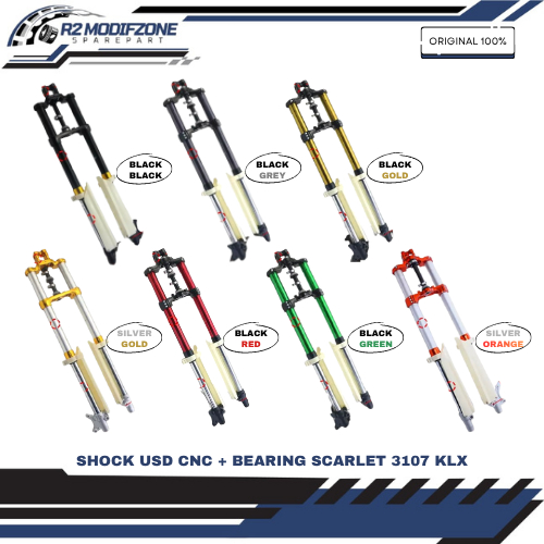 Shock Upside Down Skok Depan USD CNC + Bearing 3107 KLX Scarlet Racing