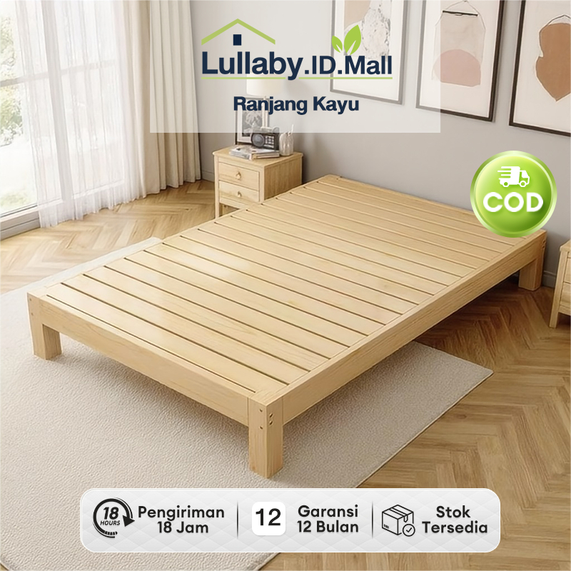 Ranjang Kayu Alas Kasur Tahan Lembab Dipan Alas Kasur Kayu Elegan 100% Kayu Ukuran 120/160/180X200CM