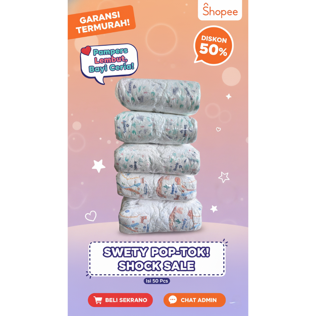 Popok Bayi / Pampes Curah Isi 50 pcs Sweety Harga Terjangkau