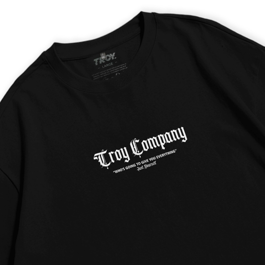 Troy Company Oversize Tshirt Black Just Yourself - Kaos Oversize Hitam Lengan Pendek OVD 2513