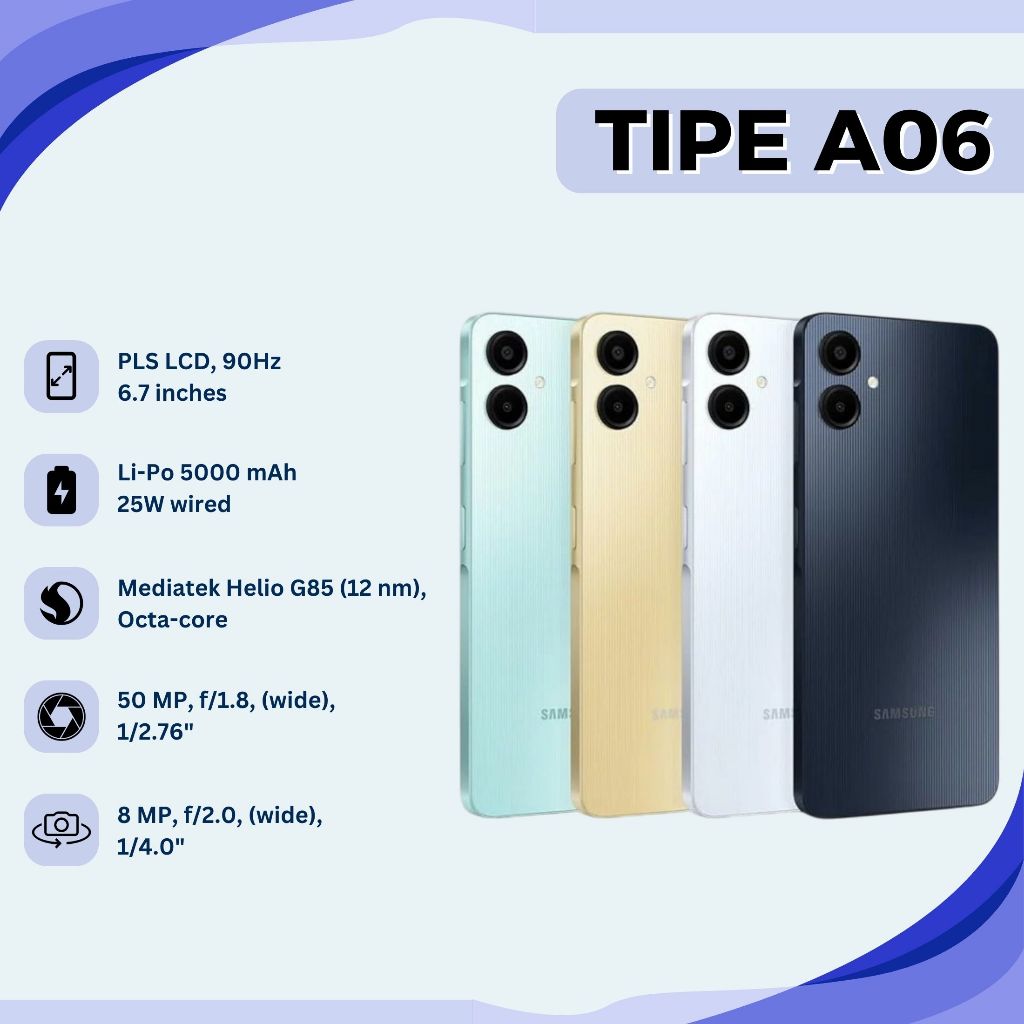 HP SAMSUNG A06 RAM  6+128GB Smartphone Fullset Garansi 12 Bulan