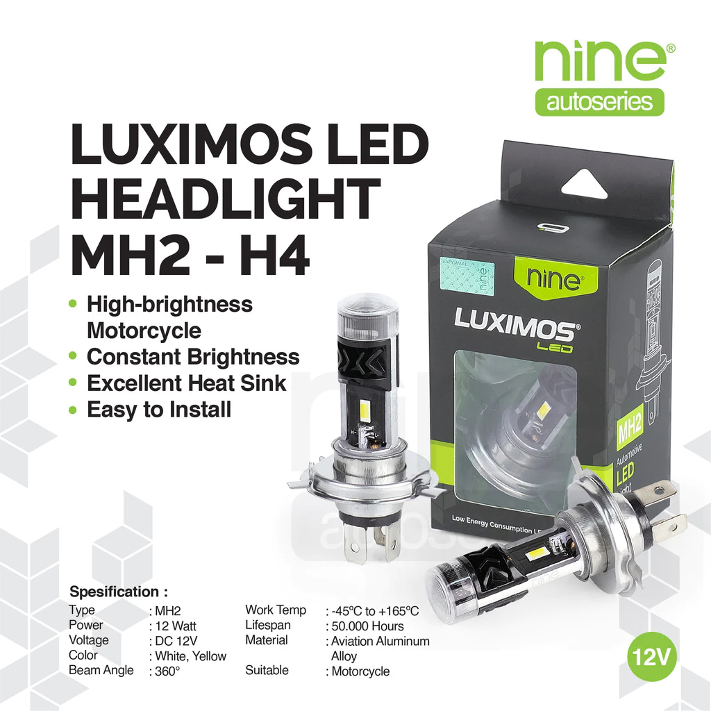 LUXIMOS Lampu Motor LED H4 12W Super Terang White Yellow Vixion Scoopy Verza Universal MH2 - AUTOJKT