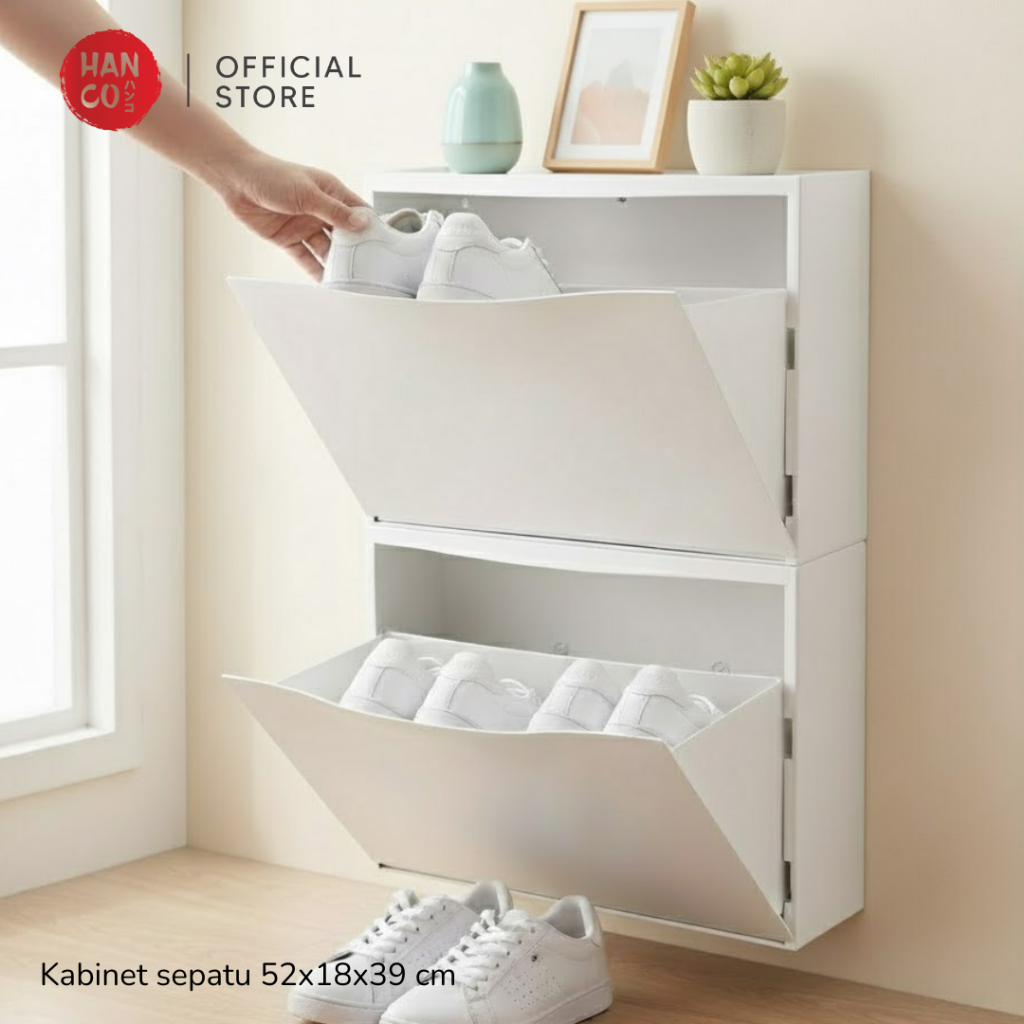 BEST SELLING SWITZERLAND Kabinet penyimpanan sepatu, 2 tingkat putih