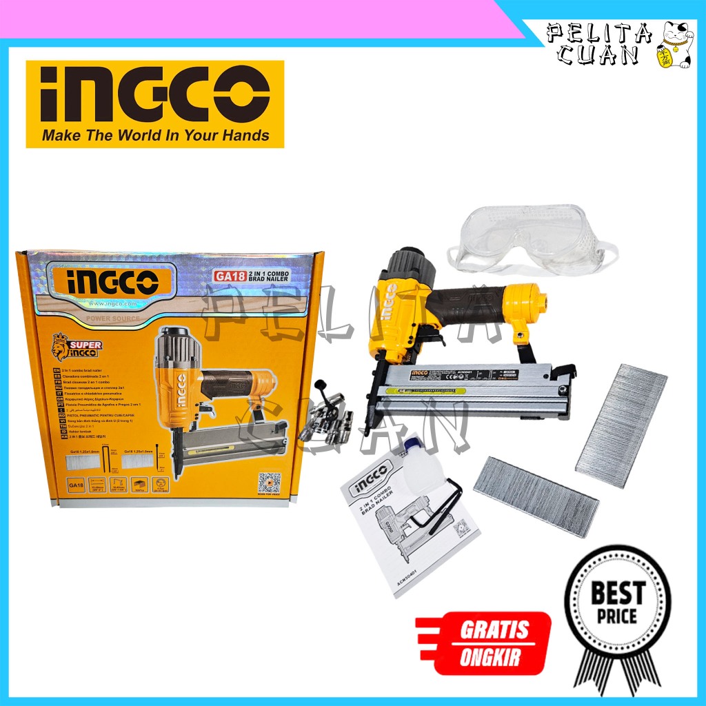 Mesin Paku Tembak 2 in 1 F50 Ingco Air Nailer