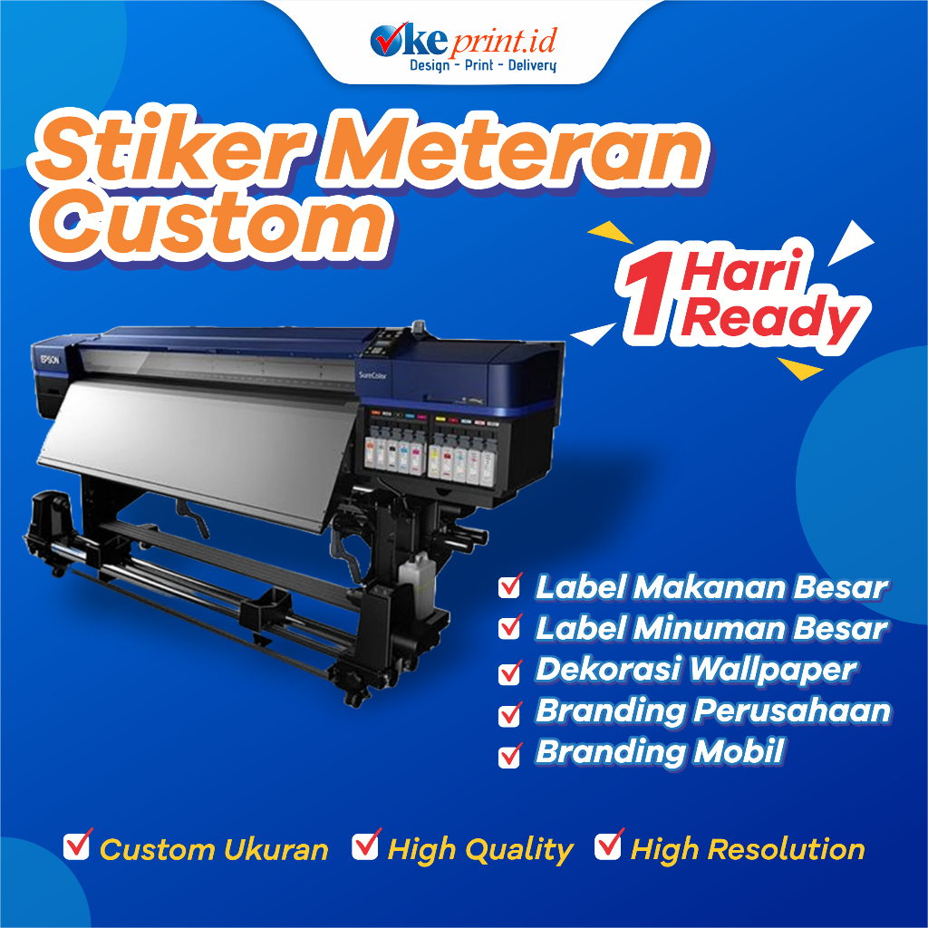 Cetak Stiker Custom Meteran/Label Kemasan Besar/Stiker Branding Perusahaan/ Stiker Branding Mobil