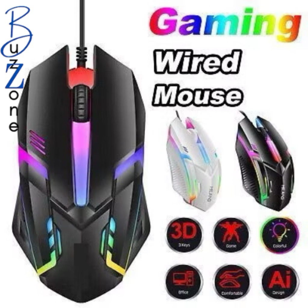 Mouse Gaming X1 Nuos LED RGB Rainbow Kabel Wired Usb Lampu