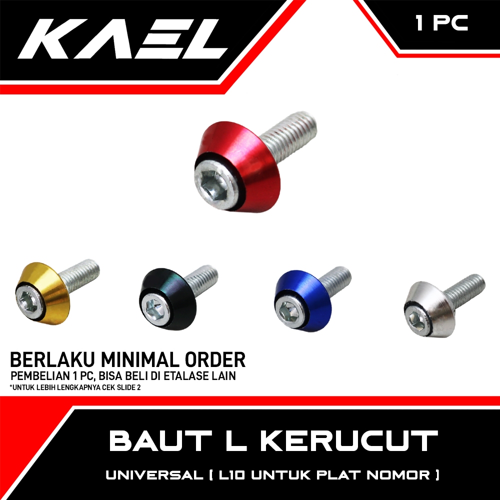 IND Onderdil Baut L Kerucut Untuk Semua Jenis Motor Baud Monel Krucut Plat Pelat Nomor Body Bodi Var