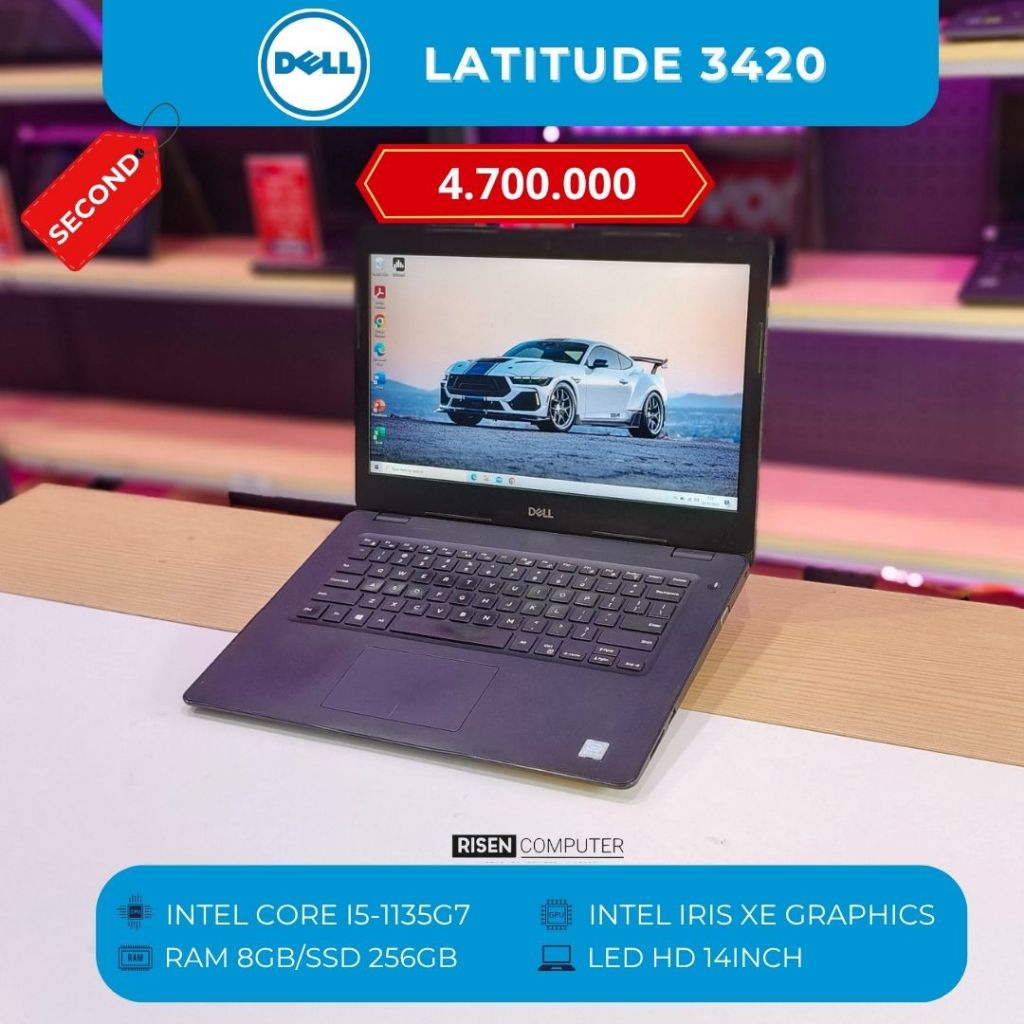 DELL LATITUDE 3420 HD 14inch Intel Core I5-1135G7 RAM 8GB SSD 256GB Notebook Second Bekas