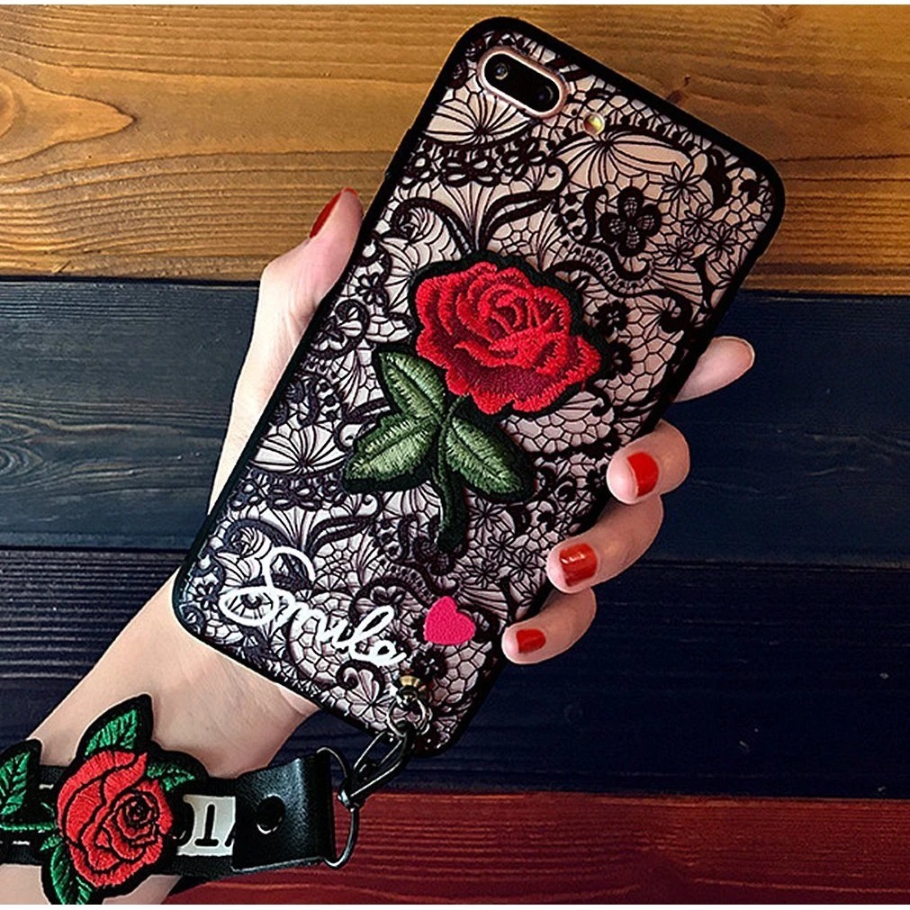 Case iPhone XR - Beauty Rose HardCase Lucu - Hitam