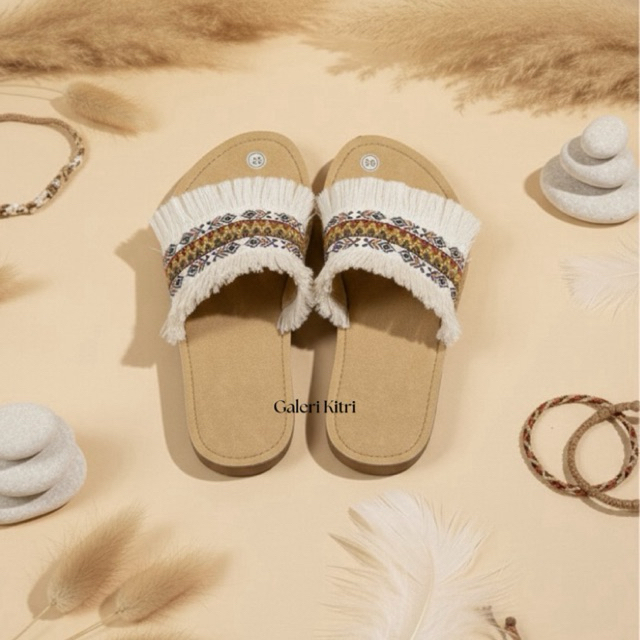 Sandal Boho|SandalPantai|SandalSantai|SandalPompom|SandalBali