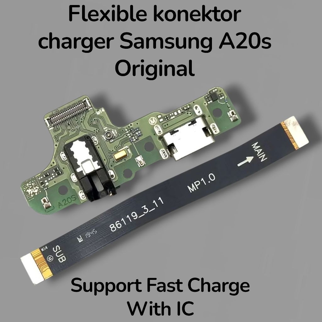 HP SAMSUNG A20S PAPAN KONEKTOR CHARGER / PAPAN CAS + FLEXIBLE BOARD ORIGINAL