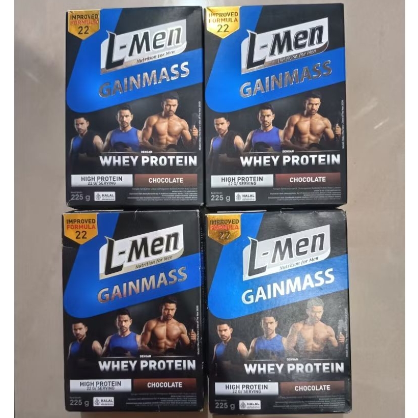 L-Men Gainmass Whey Protein Chocolate 225 g L Men Gainer Susu Penambah Berat Badan dan Massa Otot Mi