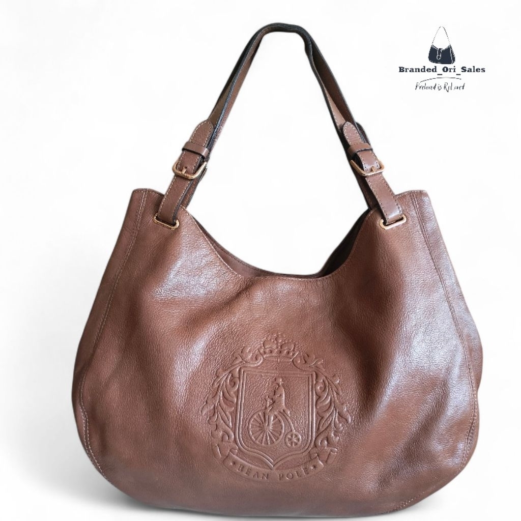 TAS WANITA BEANPOLE BROWN LEATHER HOBO BAG