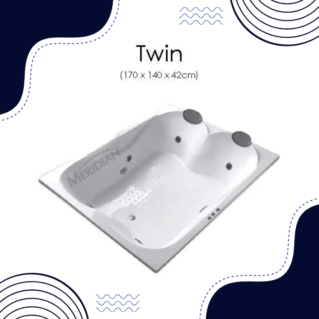 Meridian Bathtub Tanam TWIN Bathtub Luxury marble untuk 2 orang bathtub couple