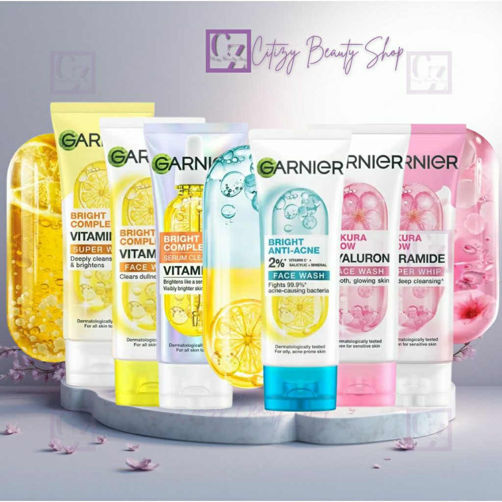 GARNIER Bright Complete Face Wash /Pembersih Wajah Cerah 100ml 3-in-1 Anti-Acne Care Facial | Superf