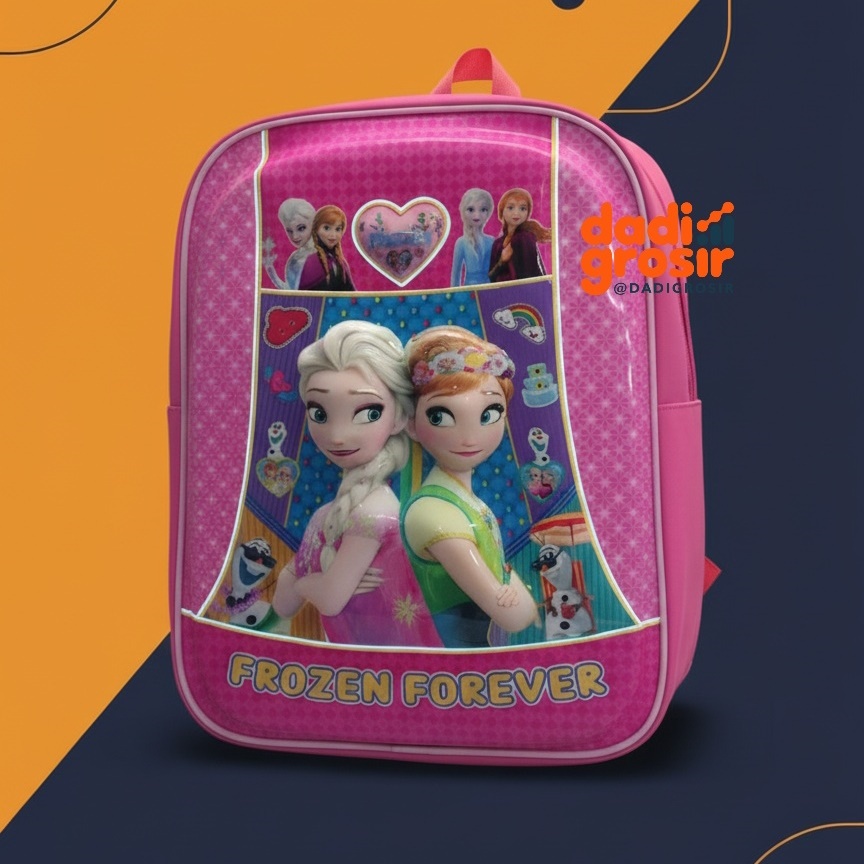 RANSEL LAMPU ANAK PEREMPUAN BESAR BAHAN BAGUS TAS LED ANAK CEWEK FROZEN PRINCES PINK UNGU PAUD TK SD