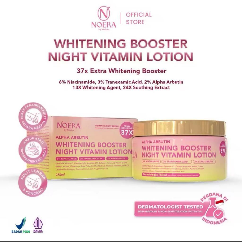 Promo Noera Whitening Booster Night Vitamin Lotion | Whitening Lotion HB Dosting Pemutih Badan By Im