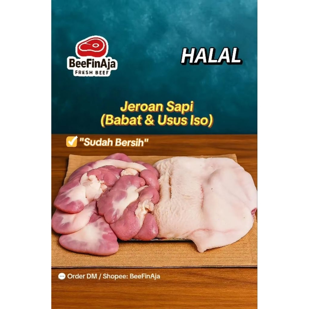 Jeroan Sapi Premium (Babat & Usus Iso) Sudah Bersih