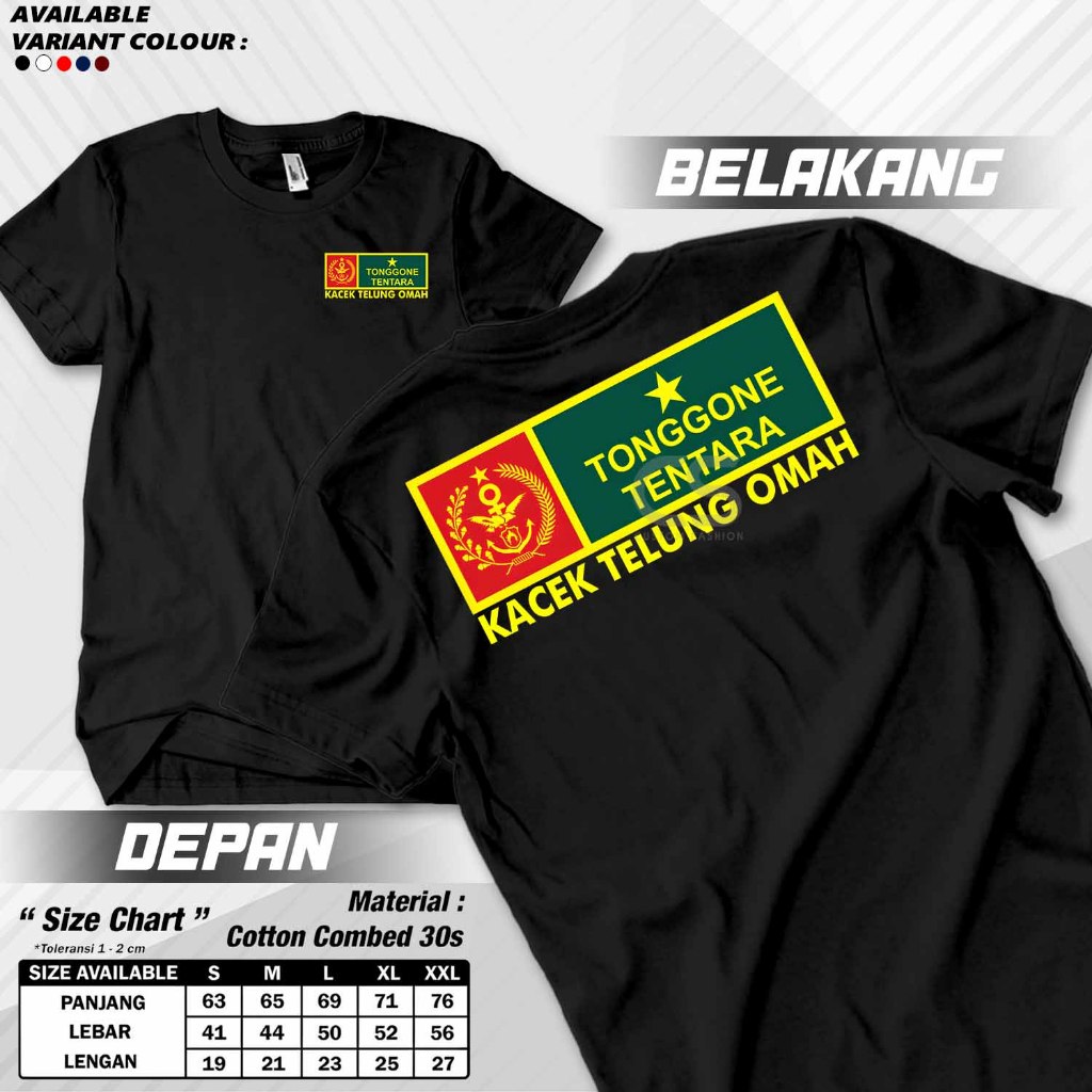 Baju Kaos Dewasa Kata Kata Depan Belakang Tonggone Tentara Bahan Cotton Combed Terbaru Terlaris