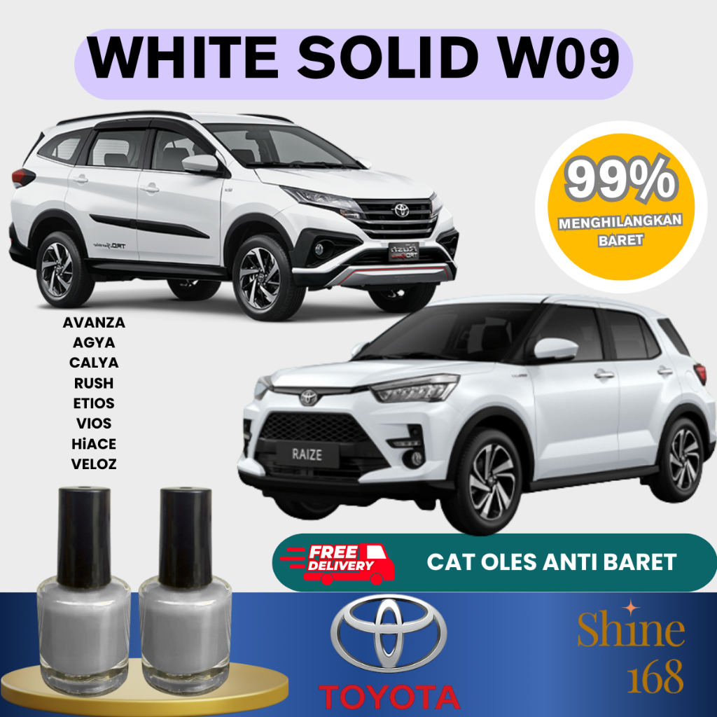 Cat Oles Toyota White Solid W09 Penghilang Baret Mobil Lecet Gores Avanza Agya Calya Rush Putih
