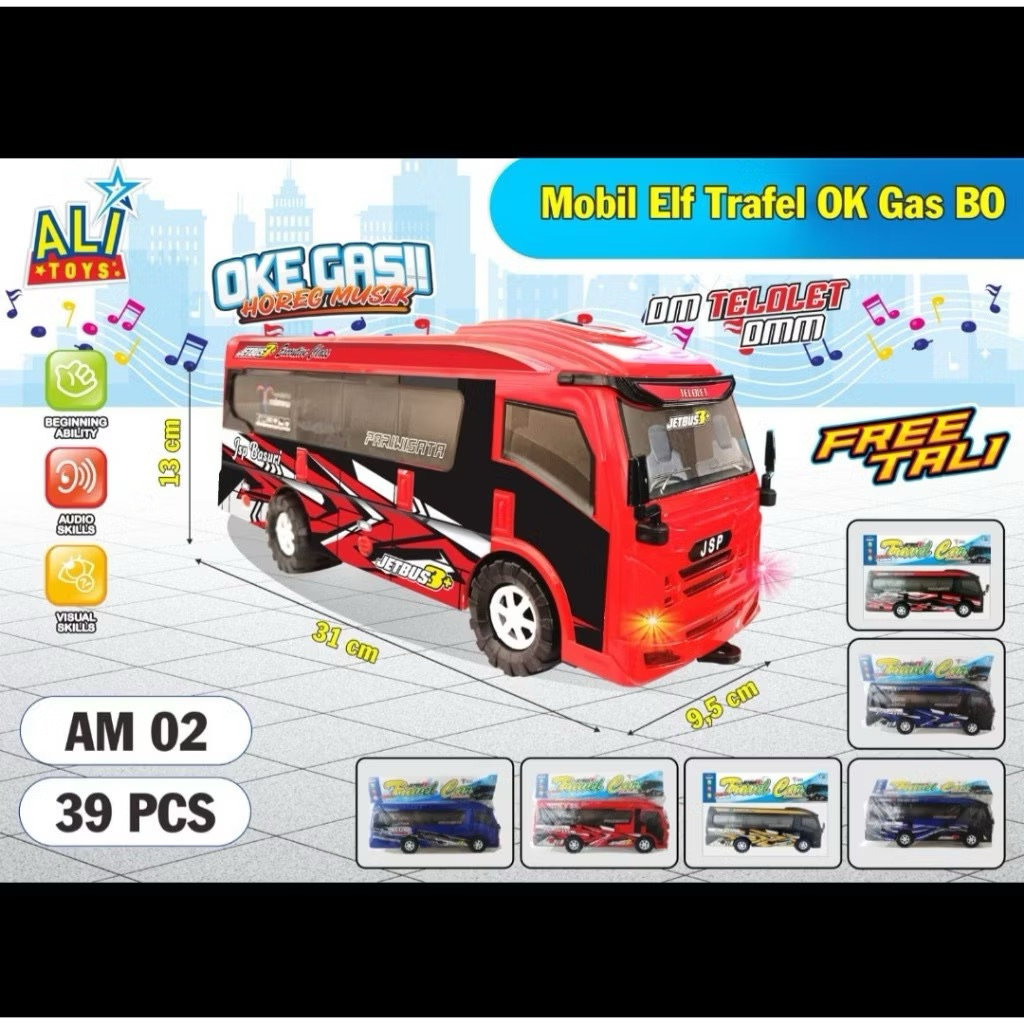 MAINAN MURAH BISA (COD) MAINAN ANAK MOBIL BUS BASURI ELF TRAVEL MUSIK DAN LAMPU MAINAN ANAK LAKI LAK