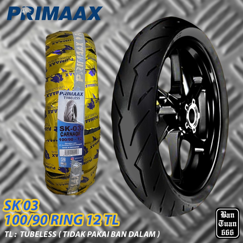 Ban Primaax SK03 100/90 RING 12 Tubeless – Depan/Belakang Untuk Aerox / NMAX / Lexi / Freego / Fino 