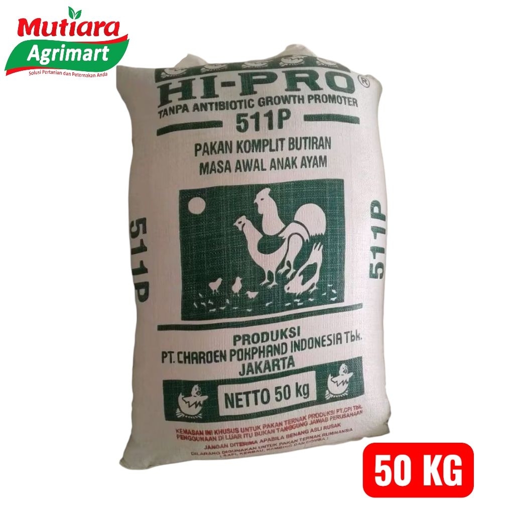 HI PRO 511 P 1 ZAK @50KG // PAKAN AYAM STARTER // PUR AYAM PEDAGING 0-21 HARI // VOER AYAM POPHAND//