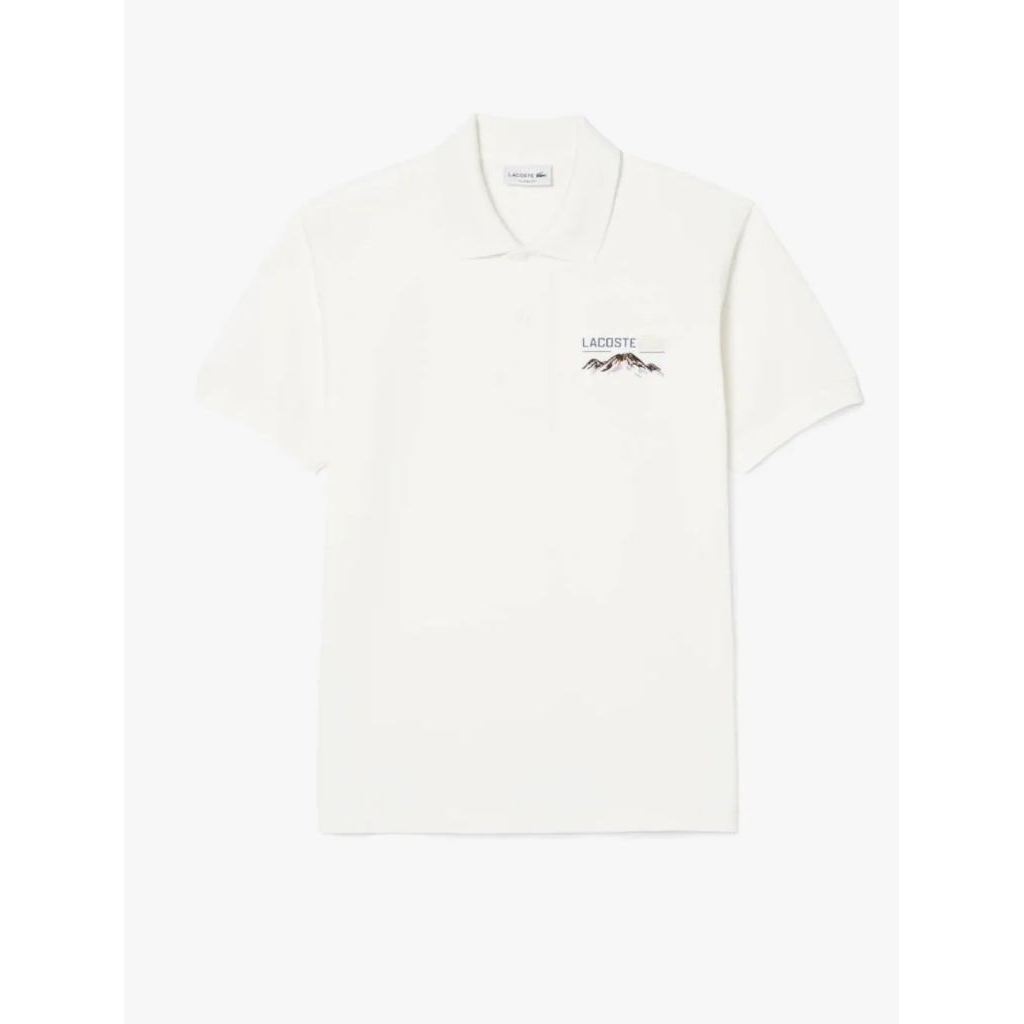 LACOSTE Men's Classic Fit Embroidered Motif Piqué Polo Shirt Pria - White