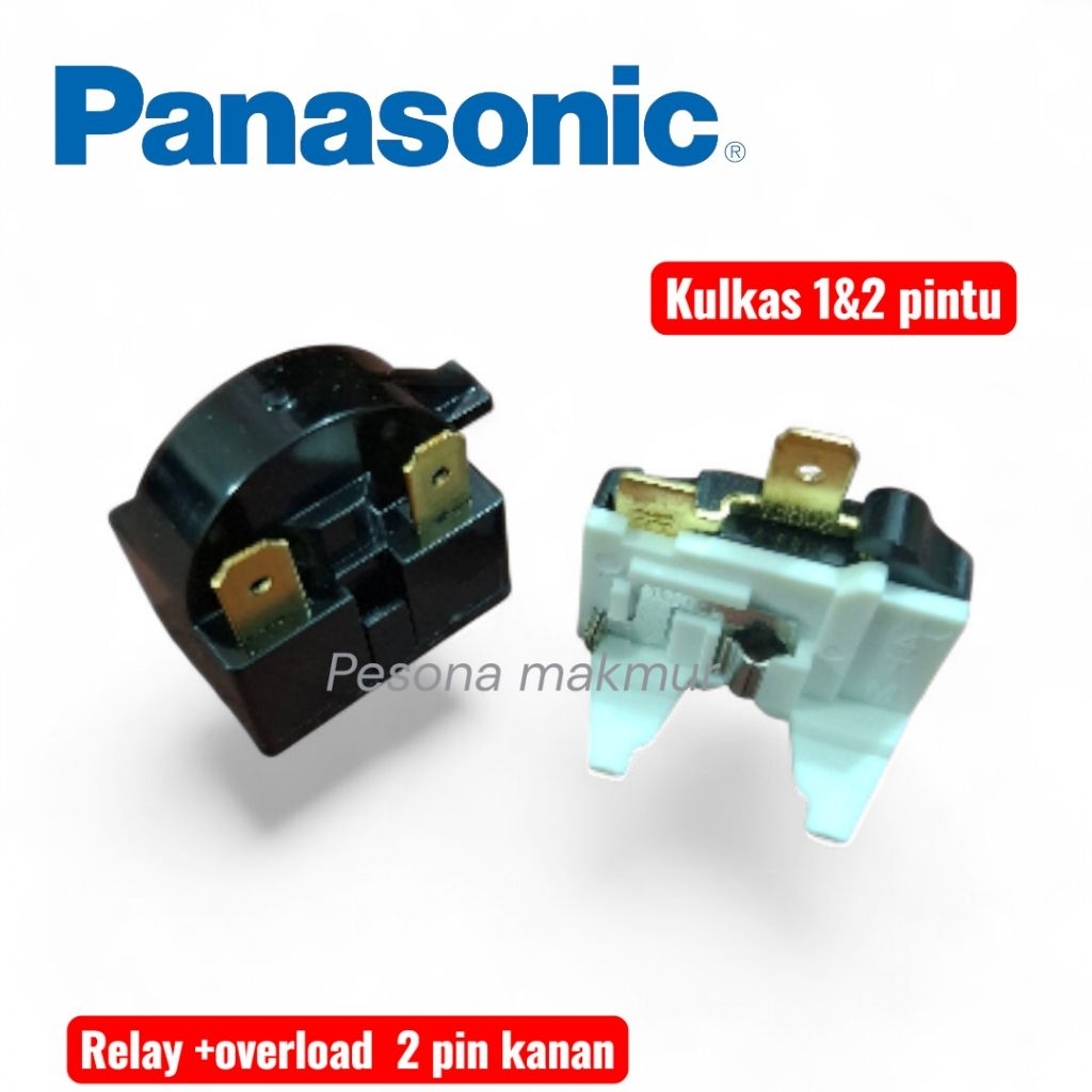 Relay + ptc overload 2 pin kanan kulkas Panasonic 1&2  pintu