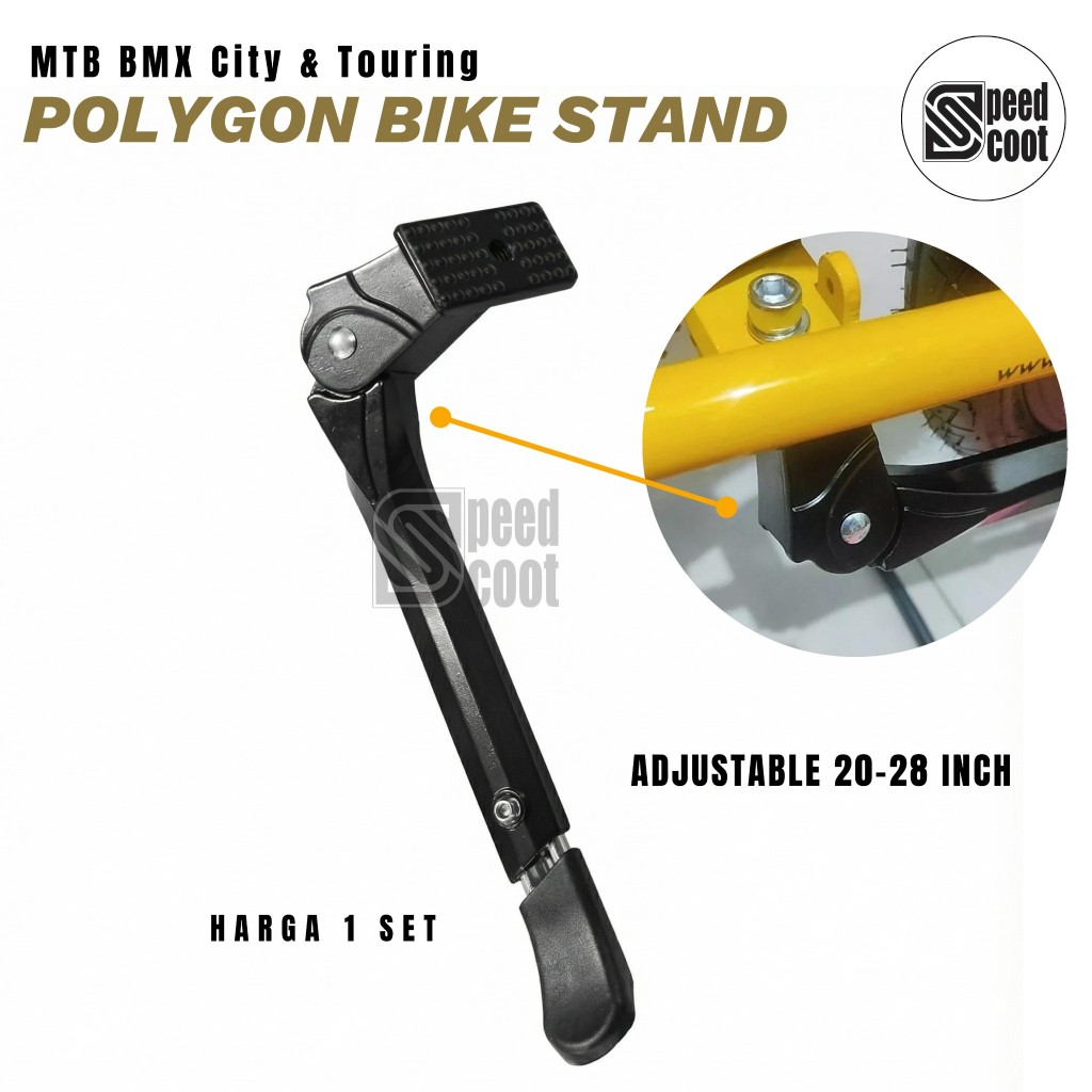 Standar Samping Sepeda Polygon Adjustable Fit on Bridge 20-28 inch Bike Stand MTB BMX